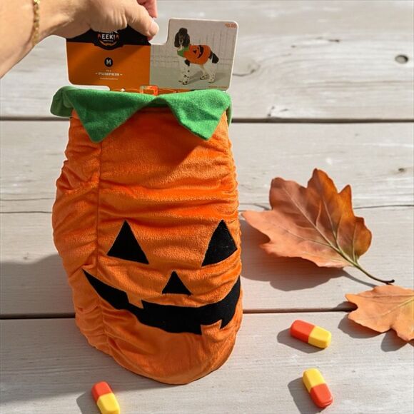 Halloween Plush Pumpkin Dog and Cat Costume - Hyde & EEK! Boutique Medium - Picture 2 of 5